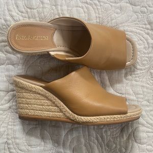 enzo angiolini tan wedge leather espadrille